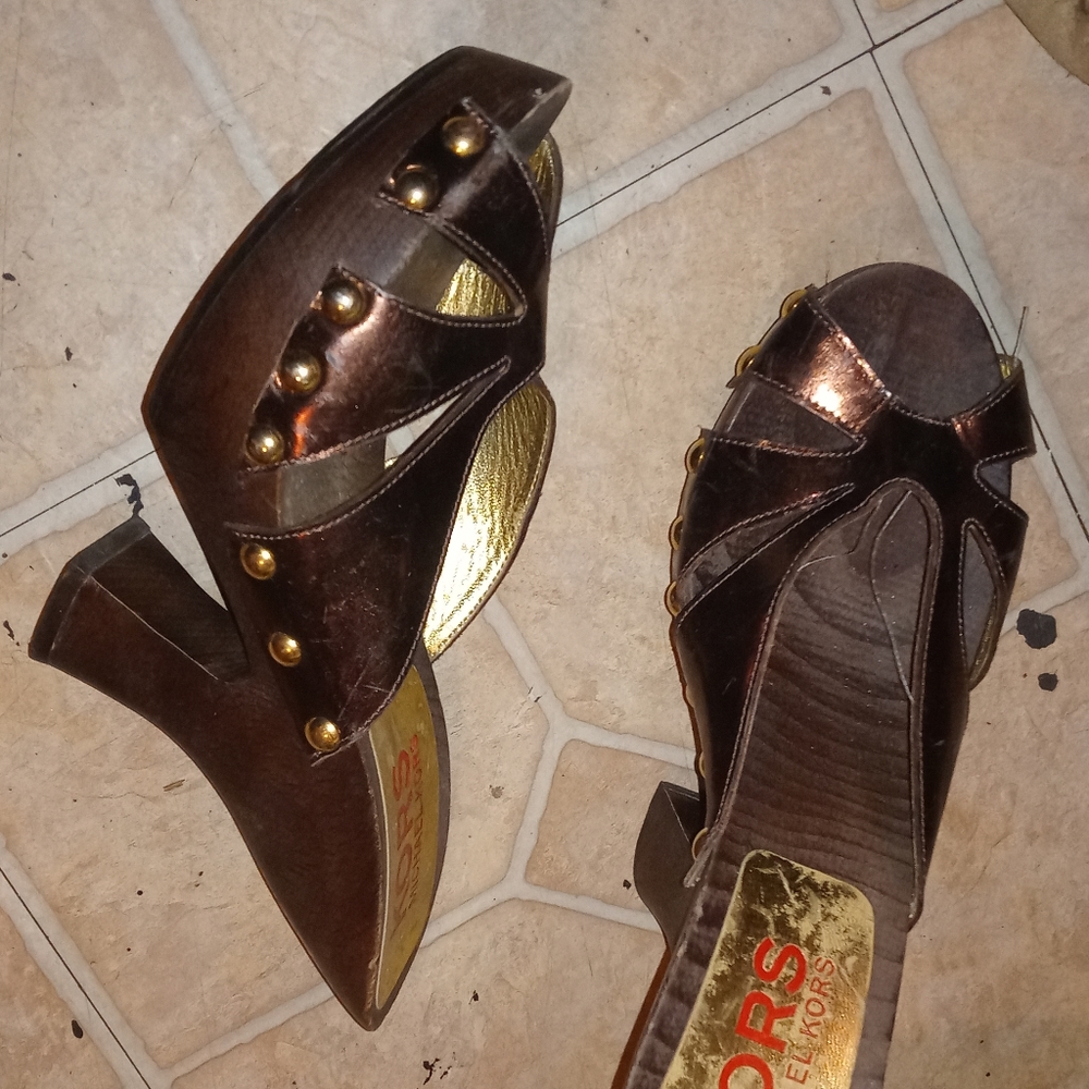 Michael Kors wooden wedge heels